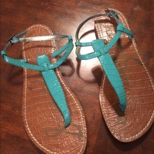 LADIES SAM EDELMAN GIGI TEAL SANDALS SZ 7.5